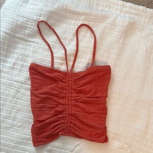 Pilcro Orange Ruched Camisole Top